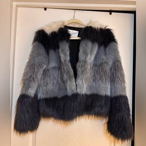 Zara Woman Gray Faux Fur Jacket
